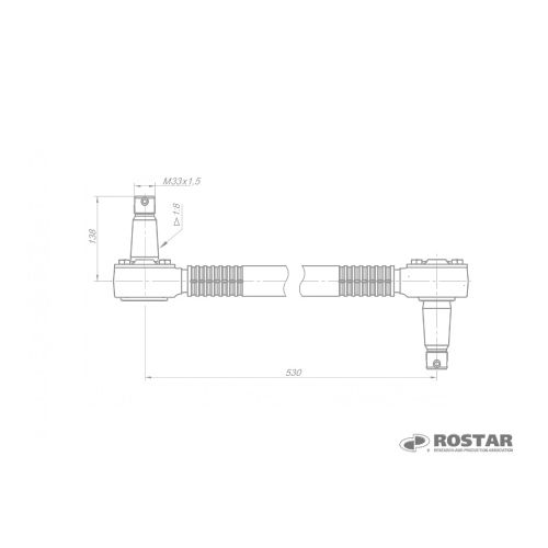 штанга реактивная КАМАЗ (кроме 6520-6460) L=530 мм (ROSTAR) (5511-2919013-15)